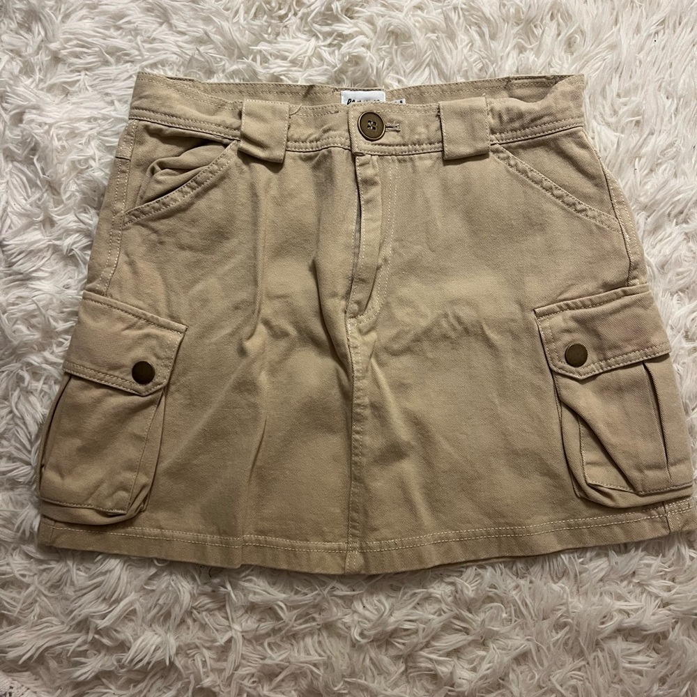 Tan Cargo Mini Skirt